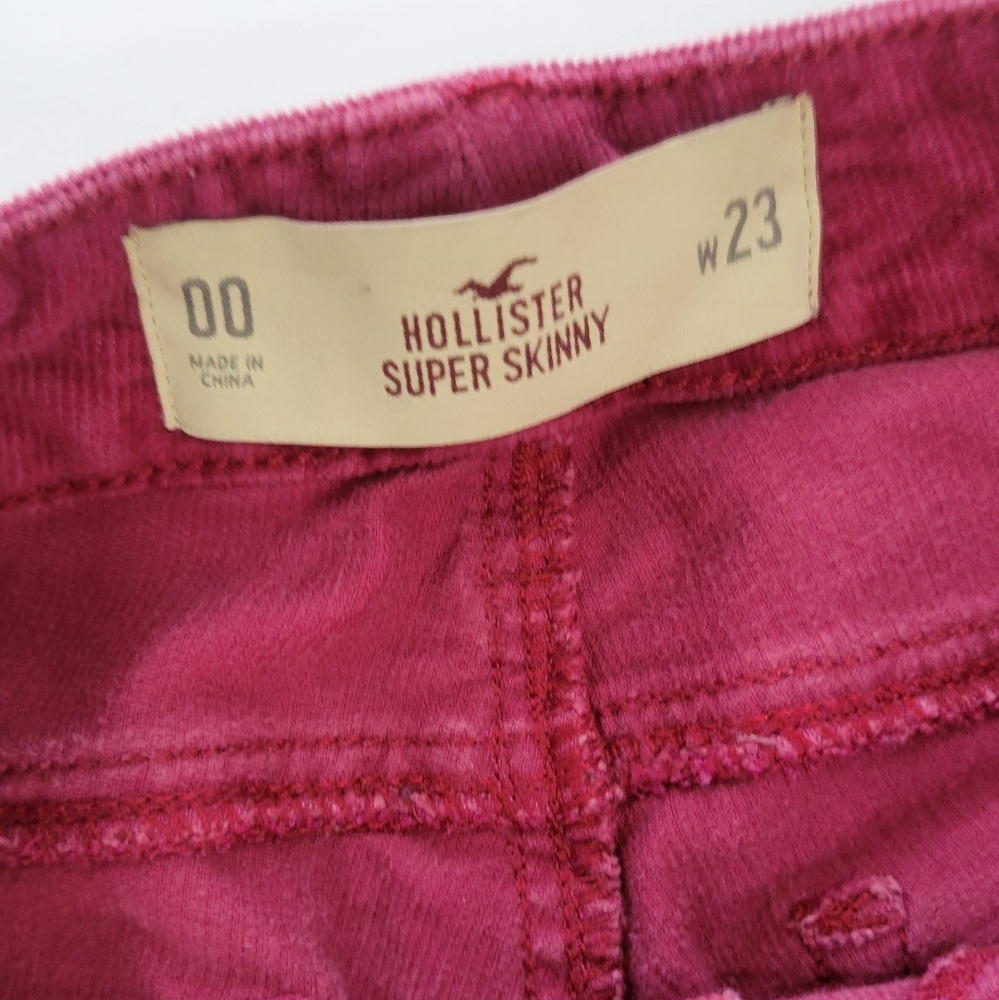 Hollister Burgundy Super skinny Low Rise Corduroy Pants Size 23 / 00 - Picture 3 of 8